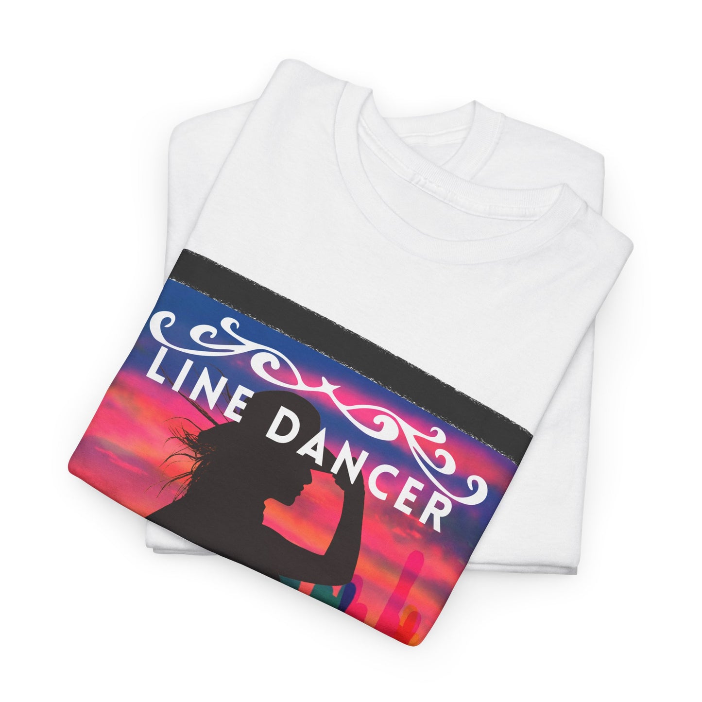 "Line Dancer" Unisex Heavy Cotton T-Shirt – Western Country Dance Graphic Tee – 'Get Your Boots in Line' Cowboy-Inspired Shirt
