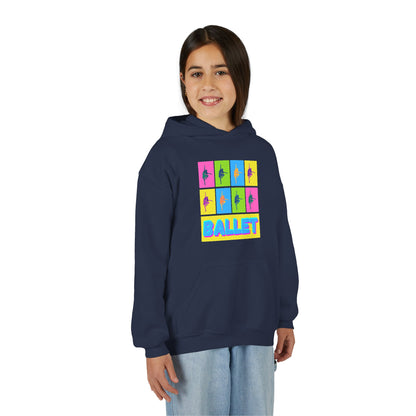 “Ballet” Pop Art Inspired Design with Ballet Dancer Graphics | Streetwear Ballet Hoodie for Kids & Young Dance Enthusiasts | Unisex Youth Hoodie