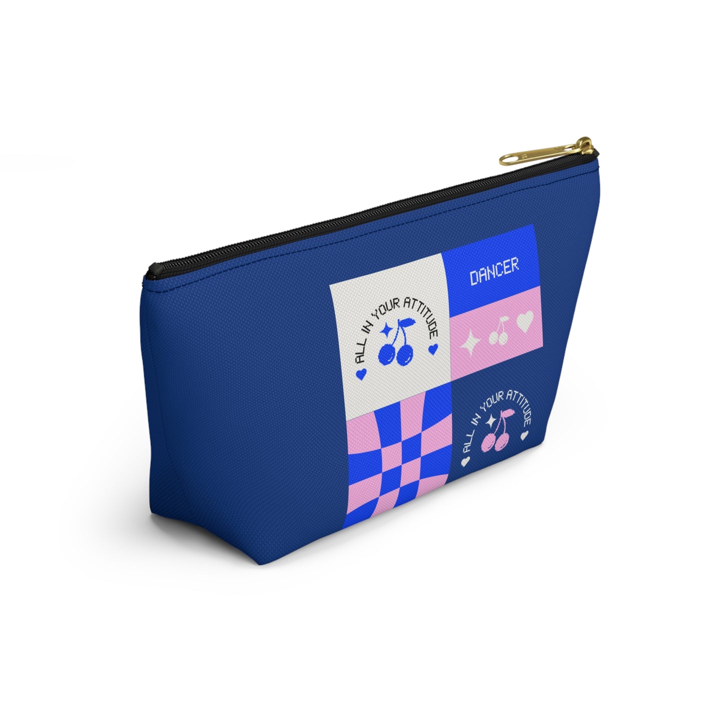 "Dancer - All in Your Attitude" Makeup Bag – Cute Retro Dance Graphic – Inspirational Dance-Themed Zipper Pouch for Cosmetics, Accessories & Gifts