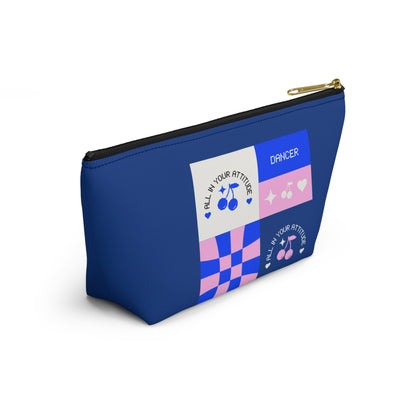 "Dancer - All in Your Attitude" Makeup Bag – Cute Retro Dance Graphic – Inspirational Dance-Themed Zipper Pouch for Cosmetics, Accessories & Gifts
