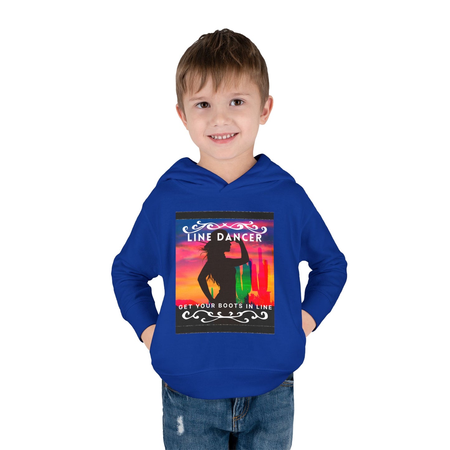 "Line Dancer, Get Your Boots in Line" Streetwear Dance Graphic – Toddler Pullover Hoodie