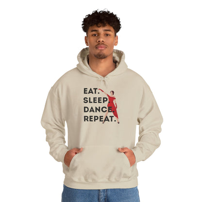 "Eat Sleep Dance Repeat" Unisex Dance Hoodie – Bold Graphic Sweatshirt for Dancers