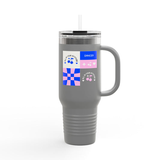 "All in Your Attitude" – 40oz Insulated Stainless Steel Travel Mug with Bold Motivational Graphic | Dance-Inspired Hydration Tumbler