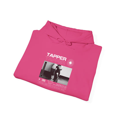 “Tapper” Tap Dance Text with Streetwear-Style Tap Shoes Graphic – Unisex Heavy Blend™ Hooded Sweatshirt – Cozy Dance Hoodie for Tap Dancers & Performing Arts Fans