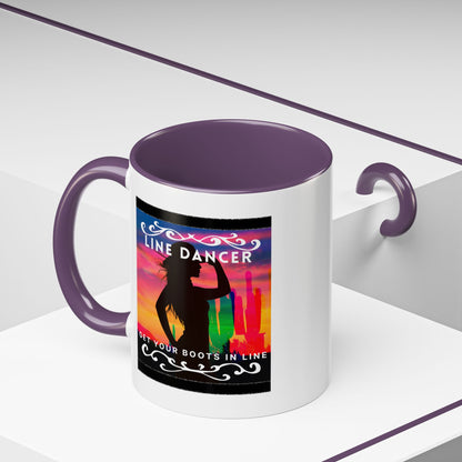 "Line Dancer" Accent Coffee Mug – Cute Cowgirl Graphic Ceramic Mug for Country Dance Lovers