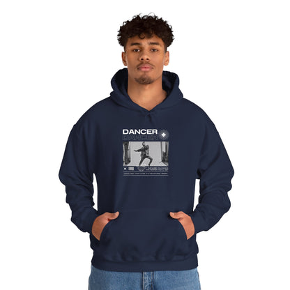 “Dancer” Text with Jazz-Inspired Streetwear-Style Pose Graphic – Unisex Heavy Blend™ Hooded Sweatshirt – Cozy Dance Hoodie for Jazz Dancers & Performing Arts Lovers  "