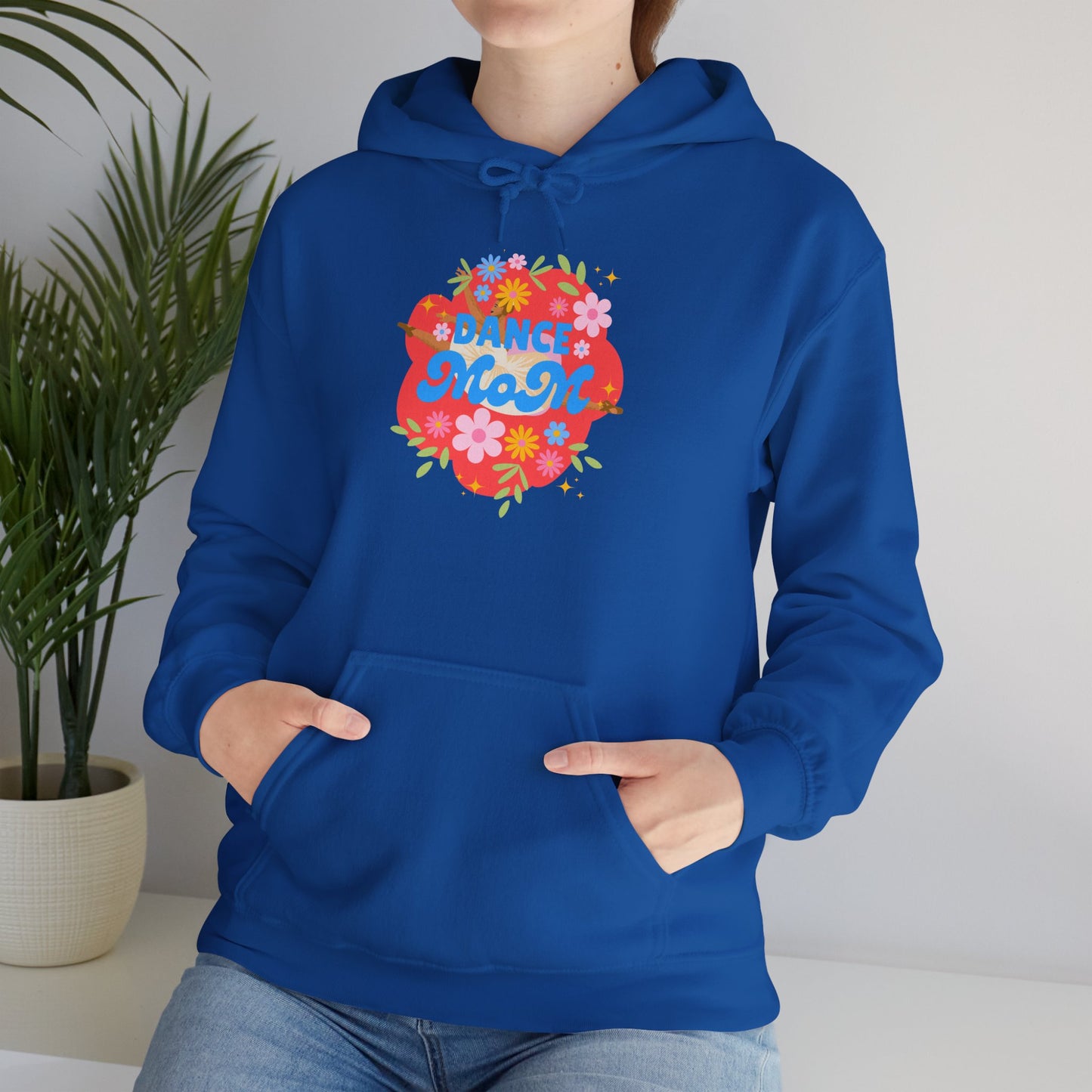 "Dance Mom" Superhero Hoodie – Floral Front Graphic & Fun Back Design | Unisex Hooded Sweatshirt for Proud Dance Parents
