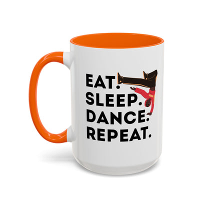 "Eat Sleep Dance Repeat" Accent Coffee Mug – Bold B-Boy Graphic Ceramic Mug for Hip Hop Dancers