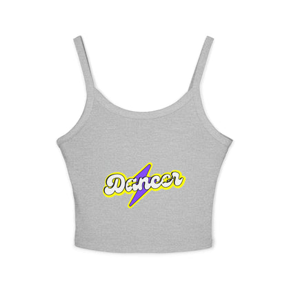 "Dancer" Women’s Spaghetti Strap Tank Top – Superhero-Inspired Dancer Graphic | Empowering Dance Apparel for Strong & Stylish Performers