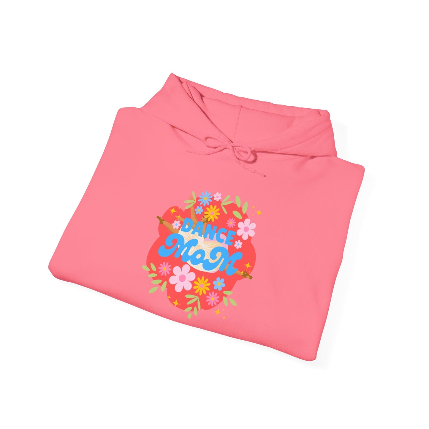 "Dance Mom" Superhero Hoodie – Floral Front Graphic & Fun Back Design | Unisex Hooded Sweatshirt for Proud Dance Parents