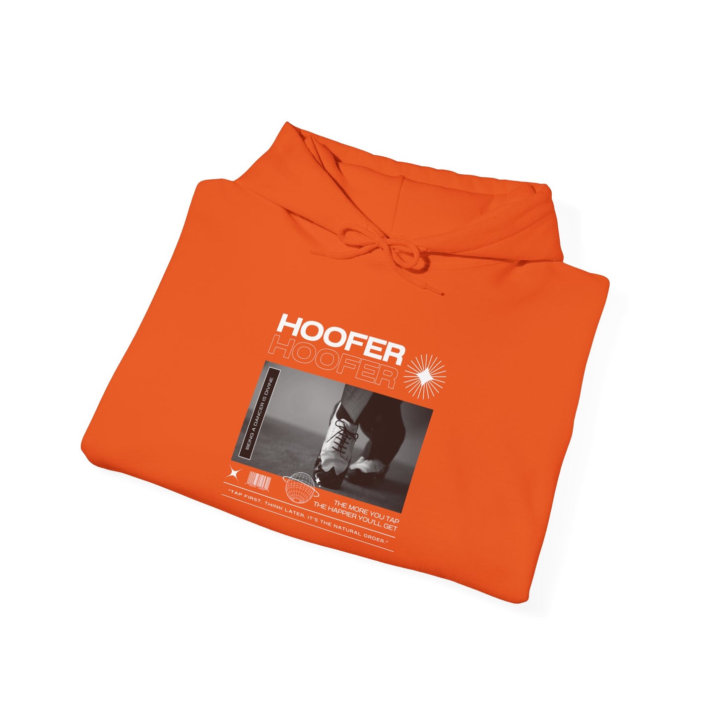 “Hoofer” Tap Dance Text with Streetwear-Style Tap Shoes Graphic – Unisex Heavy Blend™ Hooded Sweatshirt – Cozy Dance Hoodie for Tap Dancers & Dance Enthusiasts