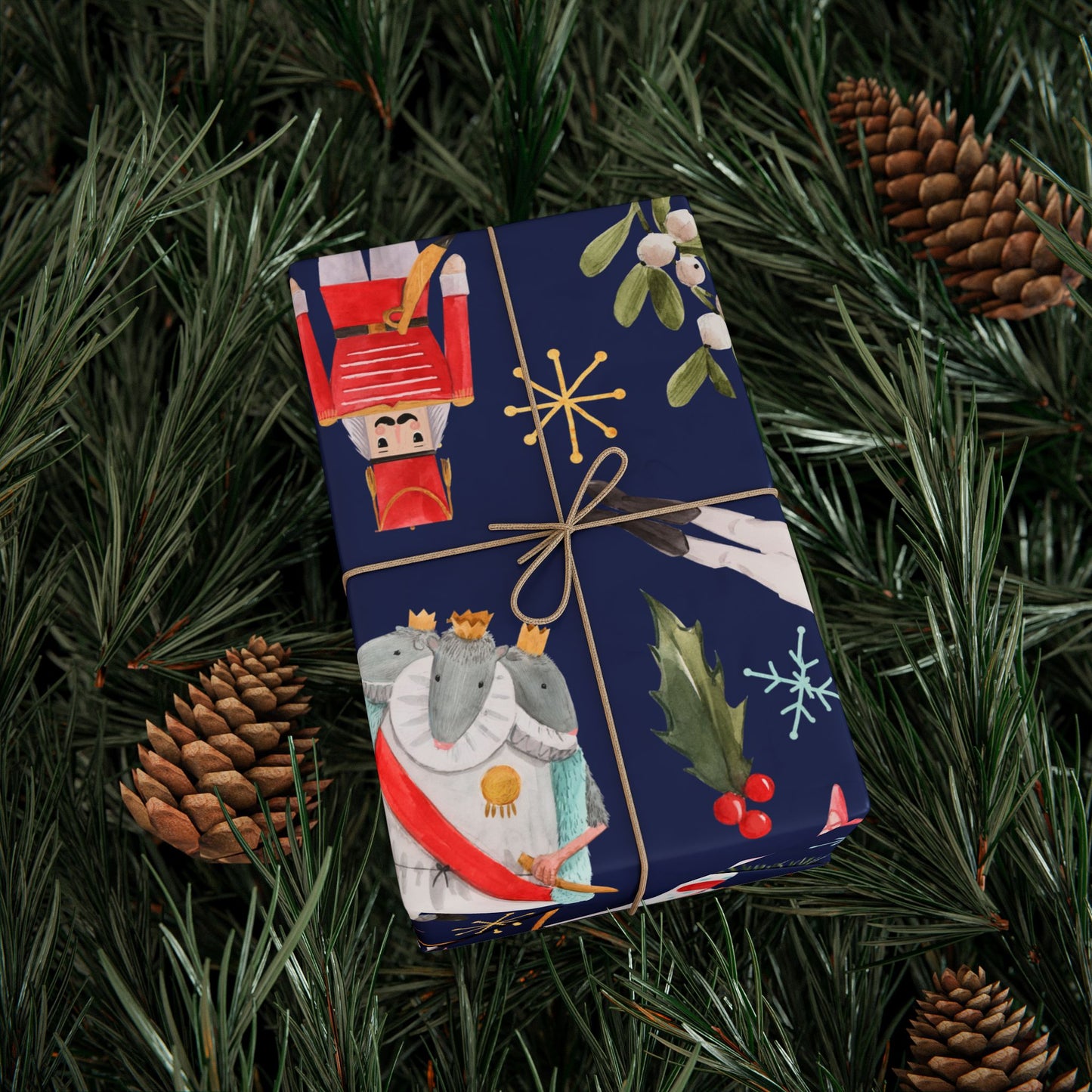 "Nutcracker Ballet" Christmas Wrapping Paper – Festive Holiday Gift Wrap with Classic Ballet Dancers & Christmas Scene Design, Perfect for Dance Lovers and Studios