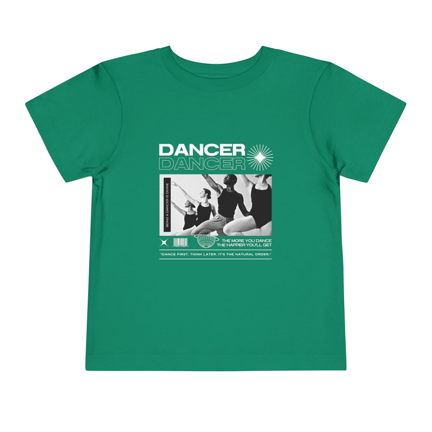 “Dancer" Toddler Short Sleeve T-Shirt – Streetwear-Inspired Ballet Barre Graphic Tee for Young Kids