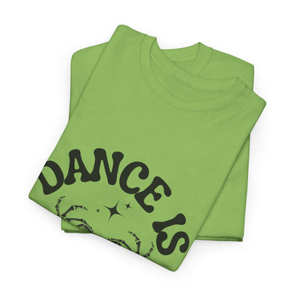 “Dance Is in My Bones” Halloween Dance T-Shirt with Cute Skeleton Heart Graphic - Unisex Heavy Cotton Tee