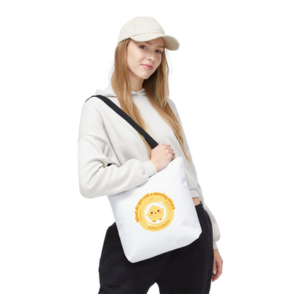 "What do you call a dancing chick? Poultry in Motion" Funny Dance Tote Bag – Kawaii Chicken Canvas Tote for Dancers & Dance Lovers