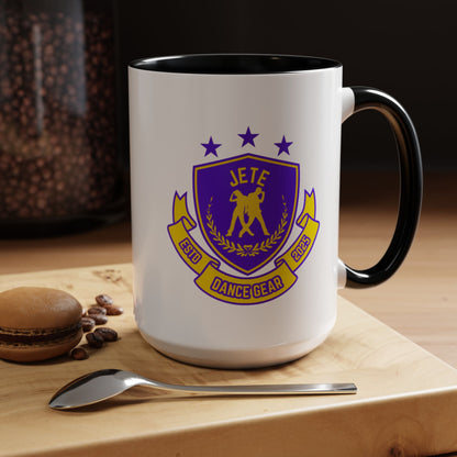 "Jeté Dance Gear Estd 2025" Accent Coffee Mug – Collegiate Style Ceramic Mug for Dancers and Studio Pride