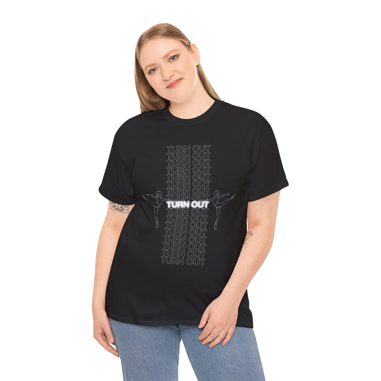 "Turn Out" Ballerina Graphic Unisex Heavy Cotton Tee – Ballet Dance T-Shirt for Dancers & Dance Enthusiasts