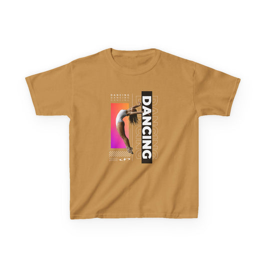 “Dancing” Youth Short Sleeve T-Shirt – Streetwear-Inspired Female Dancer Graphic – Stylish Kids Dance Apparel Tee