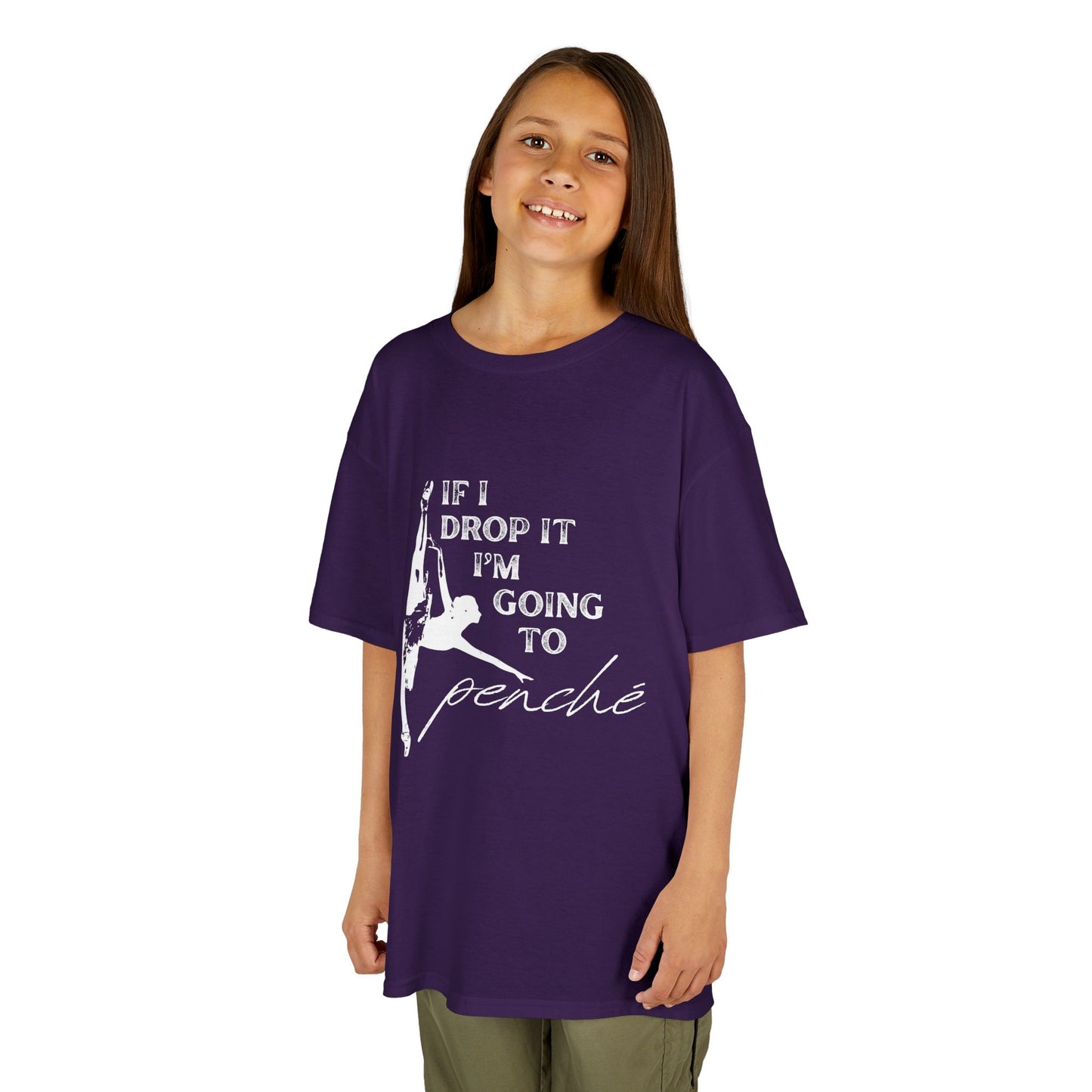 “If I Drop It, I’m Going to Penché” Funny Dance T-Shirt – Youth Short Sleeve Tee with Dancer Graphic and Optional Name or Studio Personalization