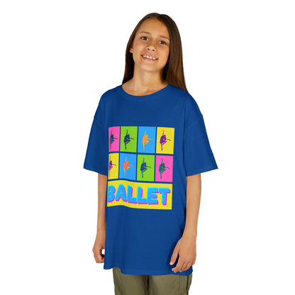 "Ballet" Youth Short Sleeve T-Shirt – Pop Art Inspired Design with Ballet Dancer Graphics – Dance Apparel for Kids