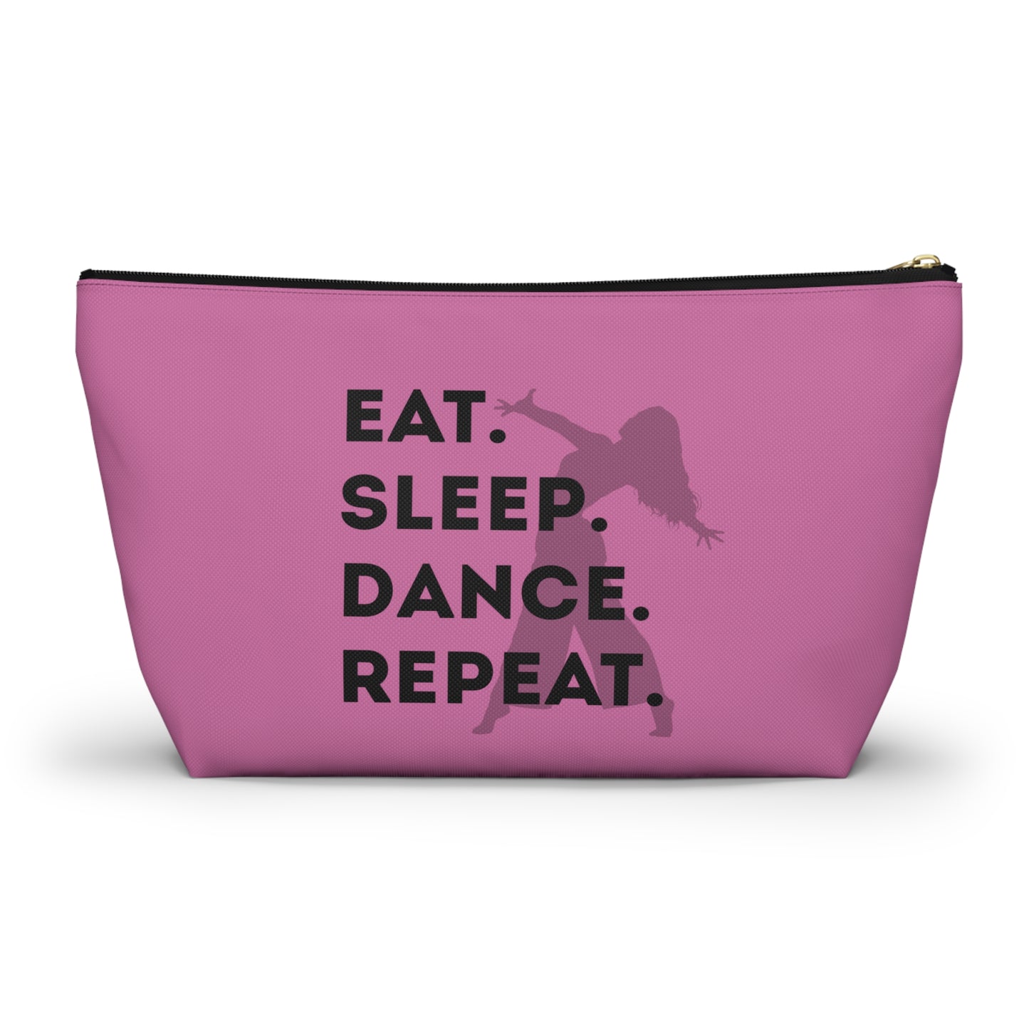 “Eat Sleep Dance Repeat” Makeup Bag – Bold Dancer Graphic – Dance-Themed Zipper Pouch for Cosmetics, Accessories & Travel Essentials