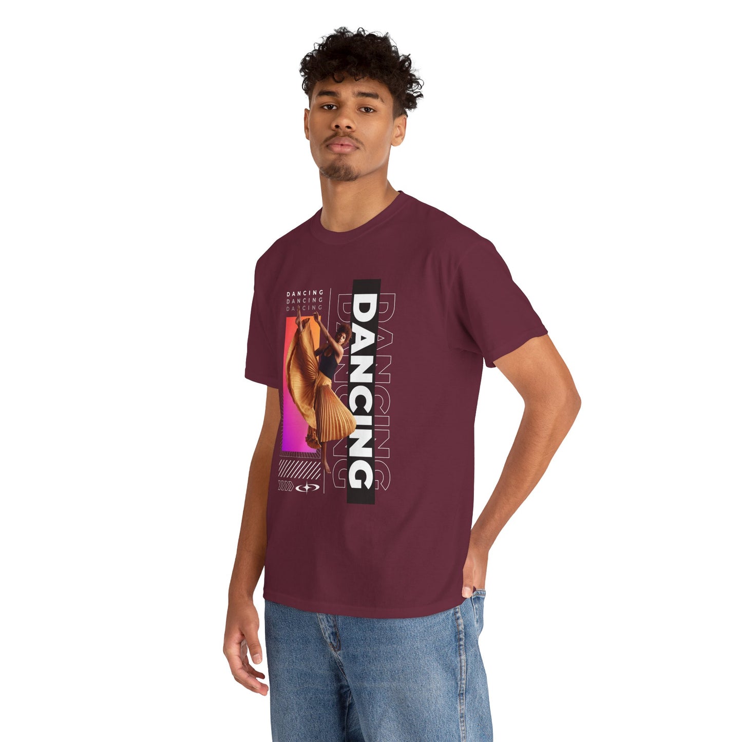 “Dancing” Streetwear-Inspired Female Dancer Unisex Heavy Cotton Tee – Urban Dance Graphic T-Shirt for Performers and Dance Lovers