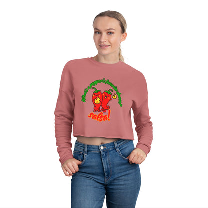 "What’s a Pepper’s Favorite Dance? Salsa!" - Women’s Cropped Sweatshirt | Cute Food Pun Dance Pullover with Pepper Graphic