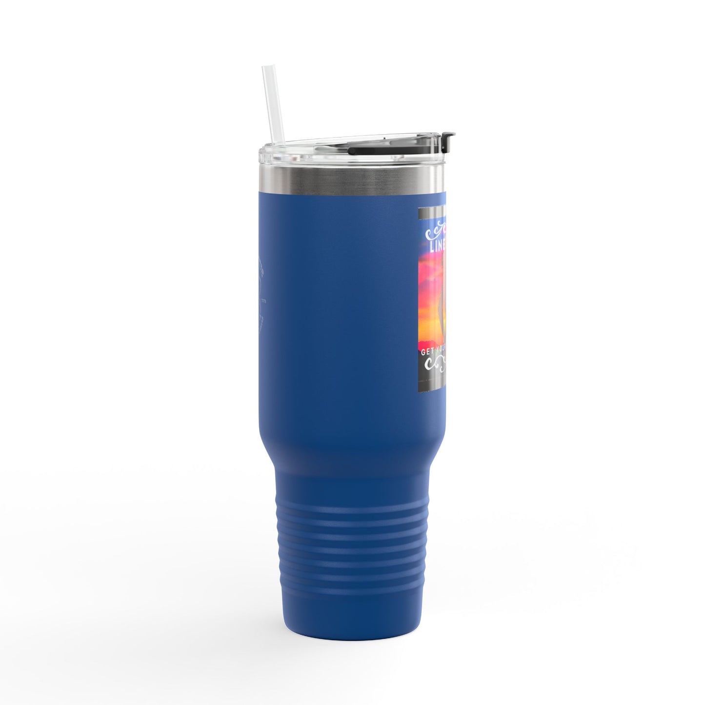 "Line Dancer, Get Your Boots In Line" 40oz Insulated Travel Mug – Cowgirl Dance-Themed Tumbler for Country Western Lovers