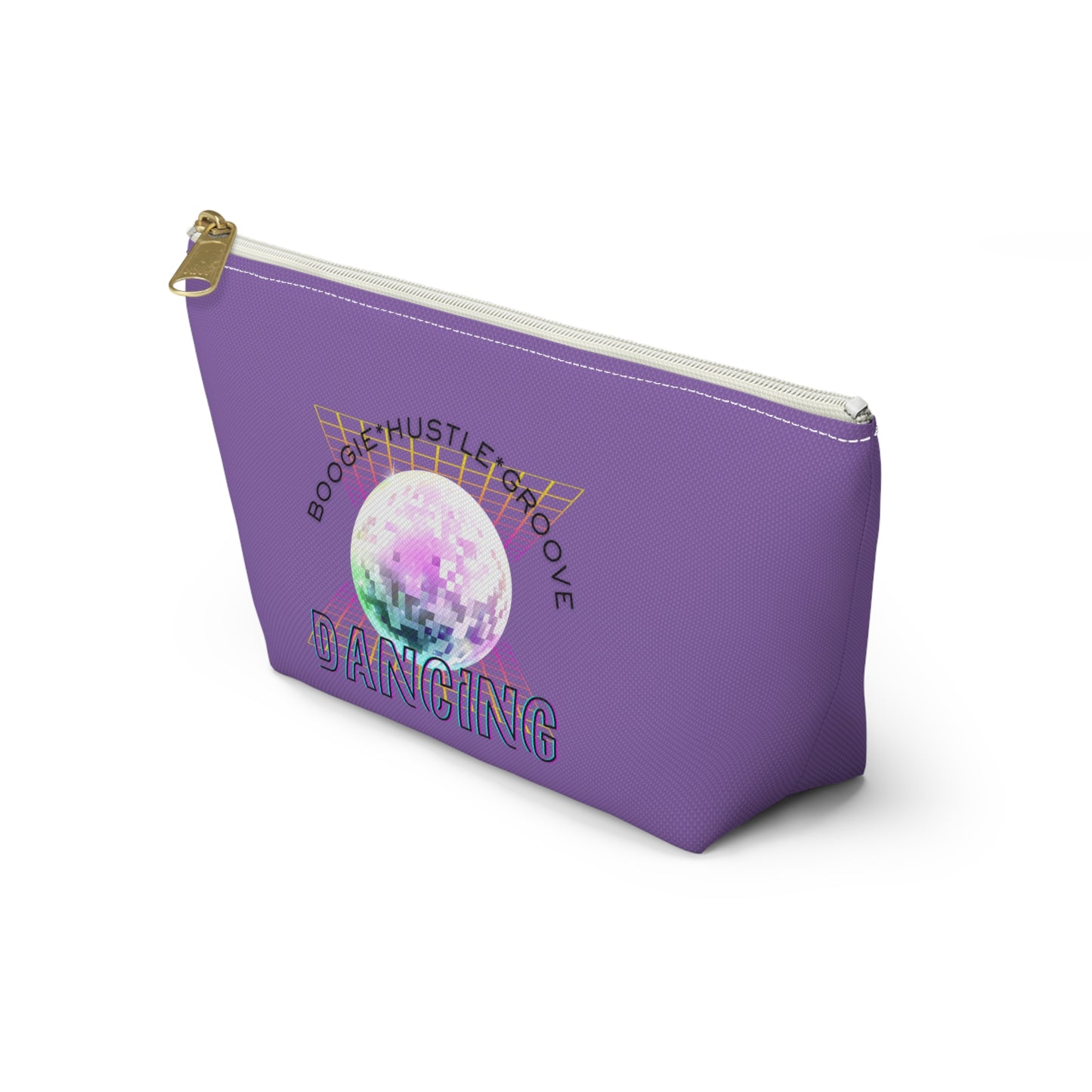 "Boogie, Hustle, Groove - Dancing" Retro Dance-Inspired Makeup Bag | Funky Bold Accessory Pouch for Dancers