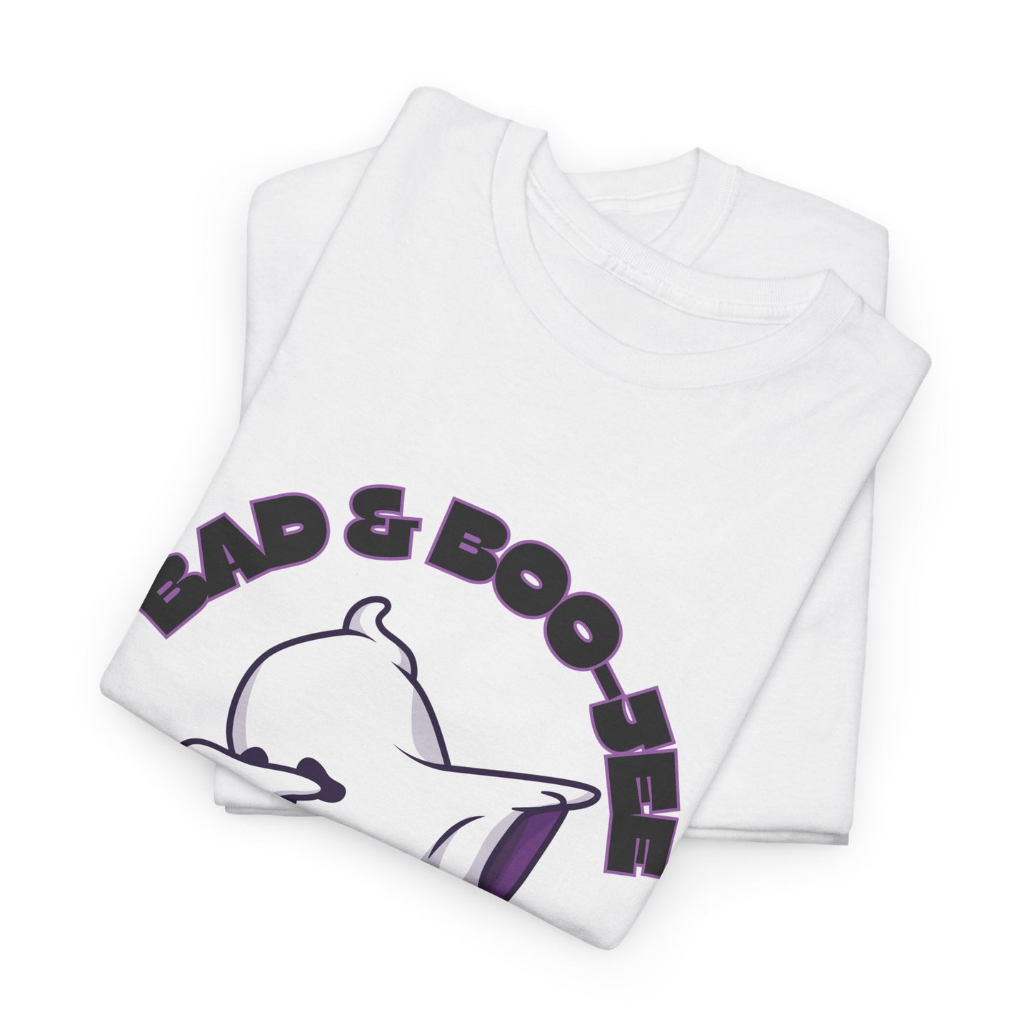 “Bad & Boo-jee” Funny Halloween Dance T-Shirt with Cute Ghost Dab Graphic - Unisex Heavy Cotton Tee