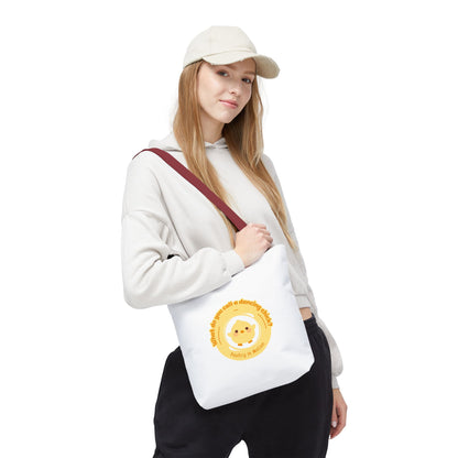 "What do you call a dancing chick? Poultry in Motion" Funny Dance Tote Bag – Kawaii Chicken Canvas Tote for Dancers & Dance Lovers