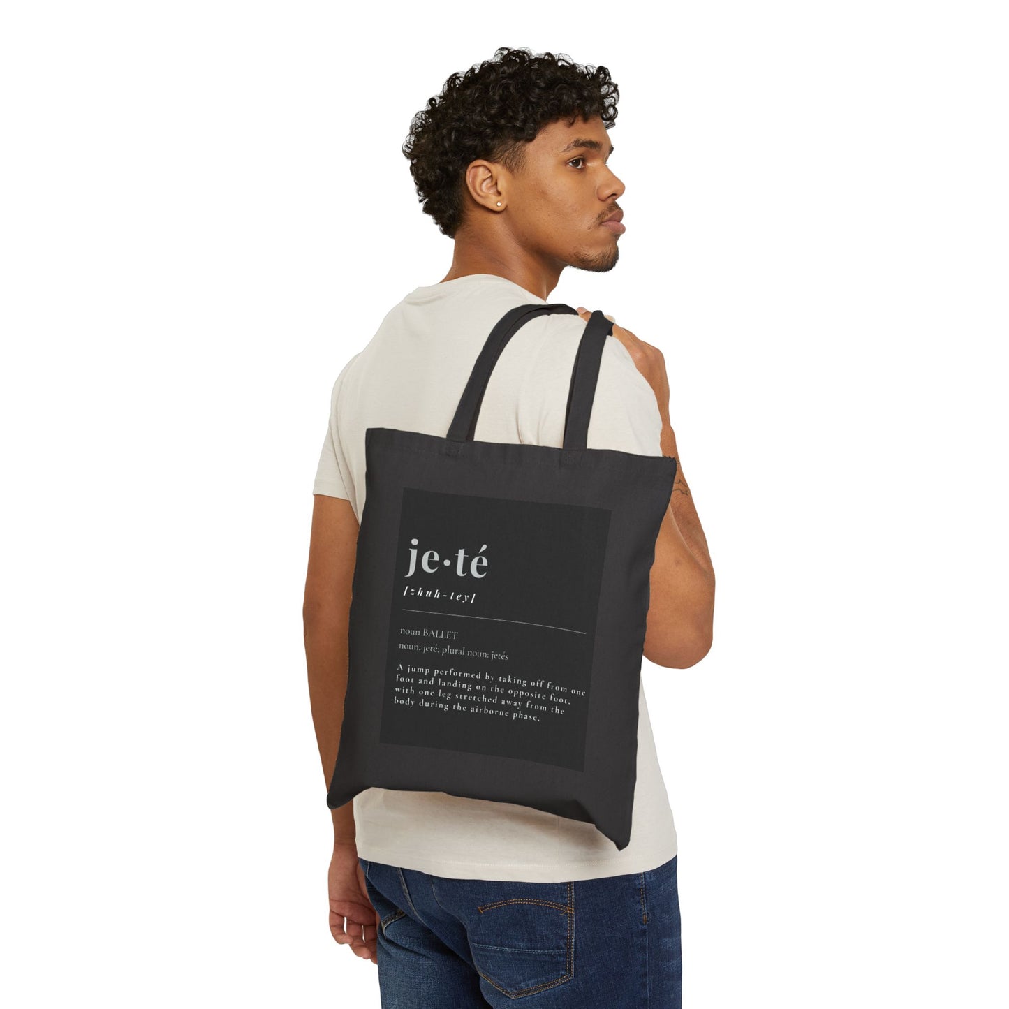 Jeté Definition Cotton Canvas Tote Bag – Ballet Term Dance Tote with Elegant Typography Design