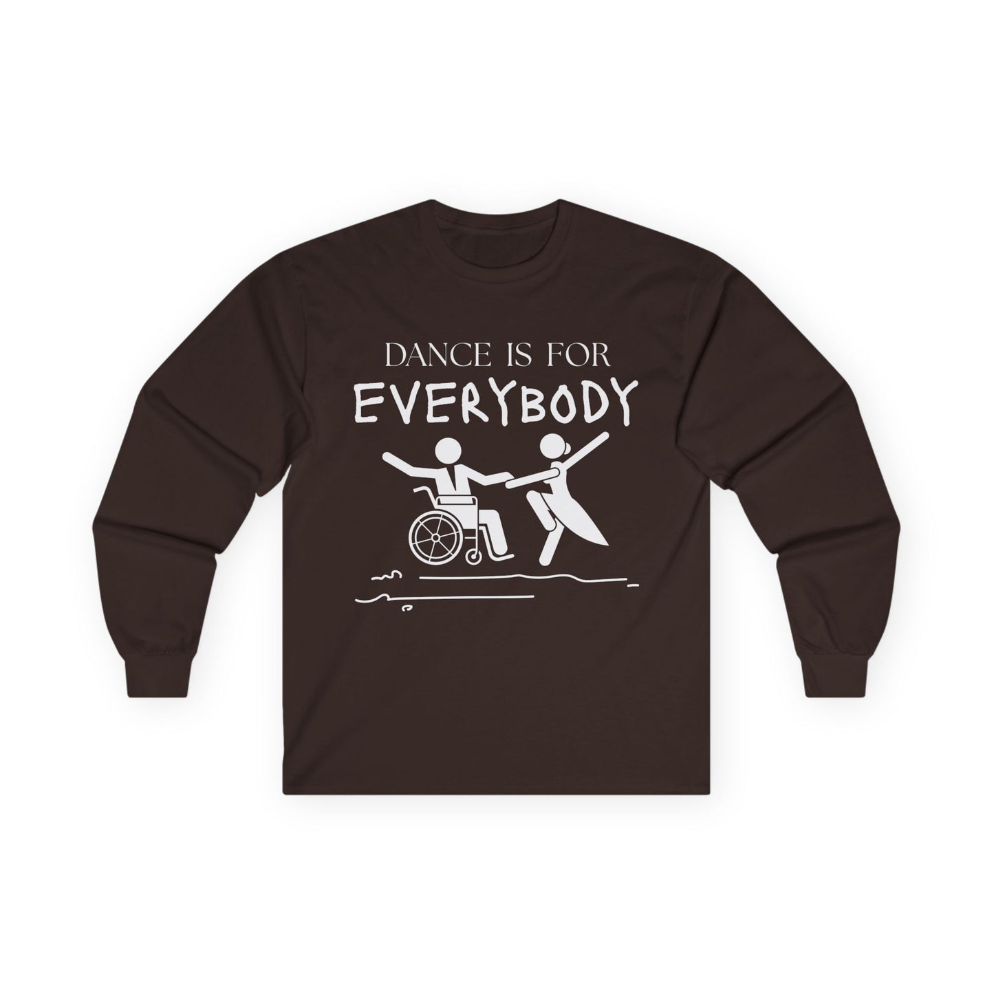 “Dance is for Everybody” Unisex Long Sleeve Tee – Inclusive Dance Shirt Promoting Diversity in Dance + Optional Name or Studio Personalization