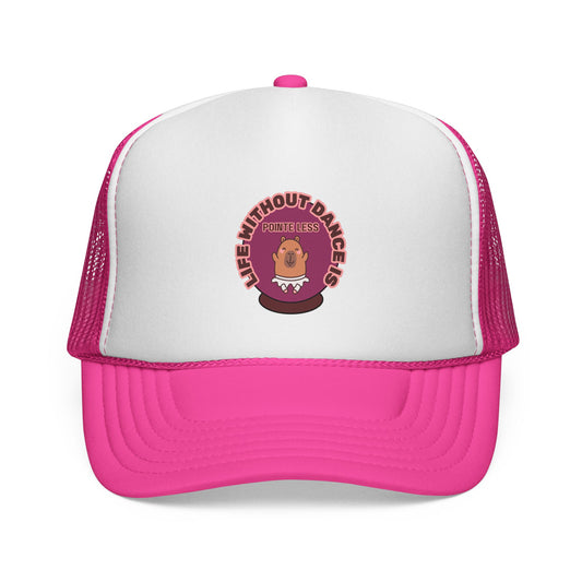 "Life Without Dance is Pointeless" Trucker Hat – Cute Dancing Capybara Graphic, Funny Unisex Dance Hat