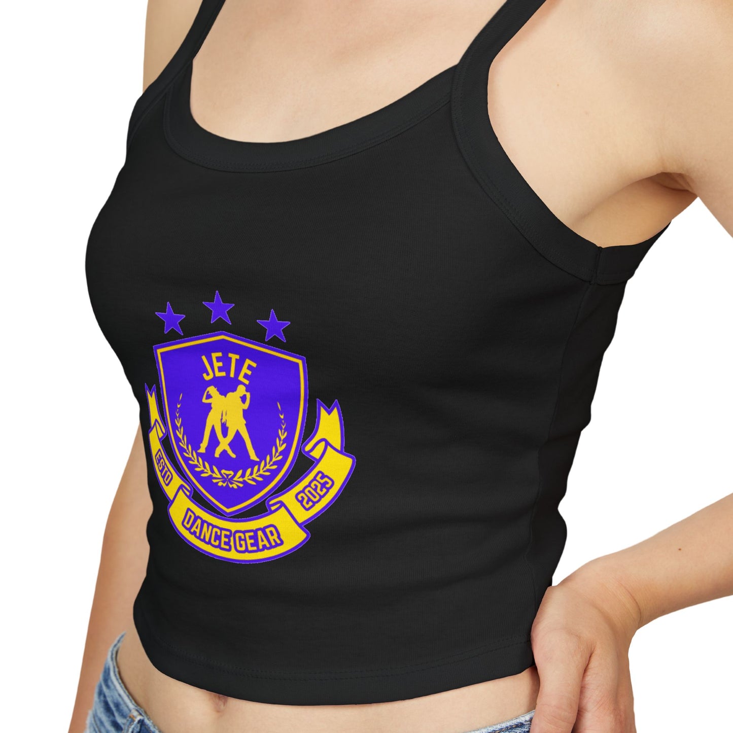 "Jeté Dance Gear" Women’s Spaghetti Strap Tank Top – Collegiate-Inspired Dancer Graphic | Stylish Studio Apparel for Dancers & Performers