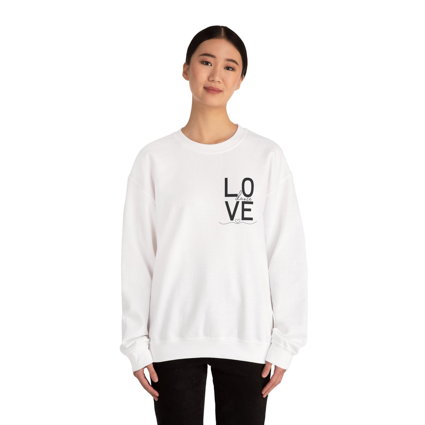 "LOVE Dance" Unisex Crewneck Sweatshirt – Script Letter Graphic Dance Lover Pullover