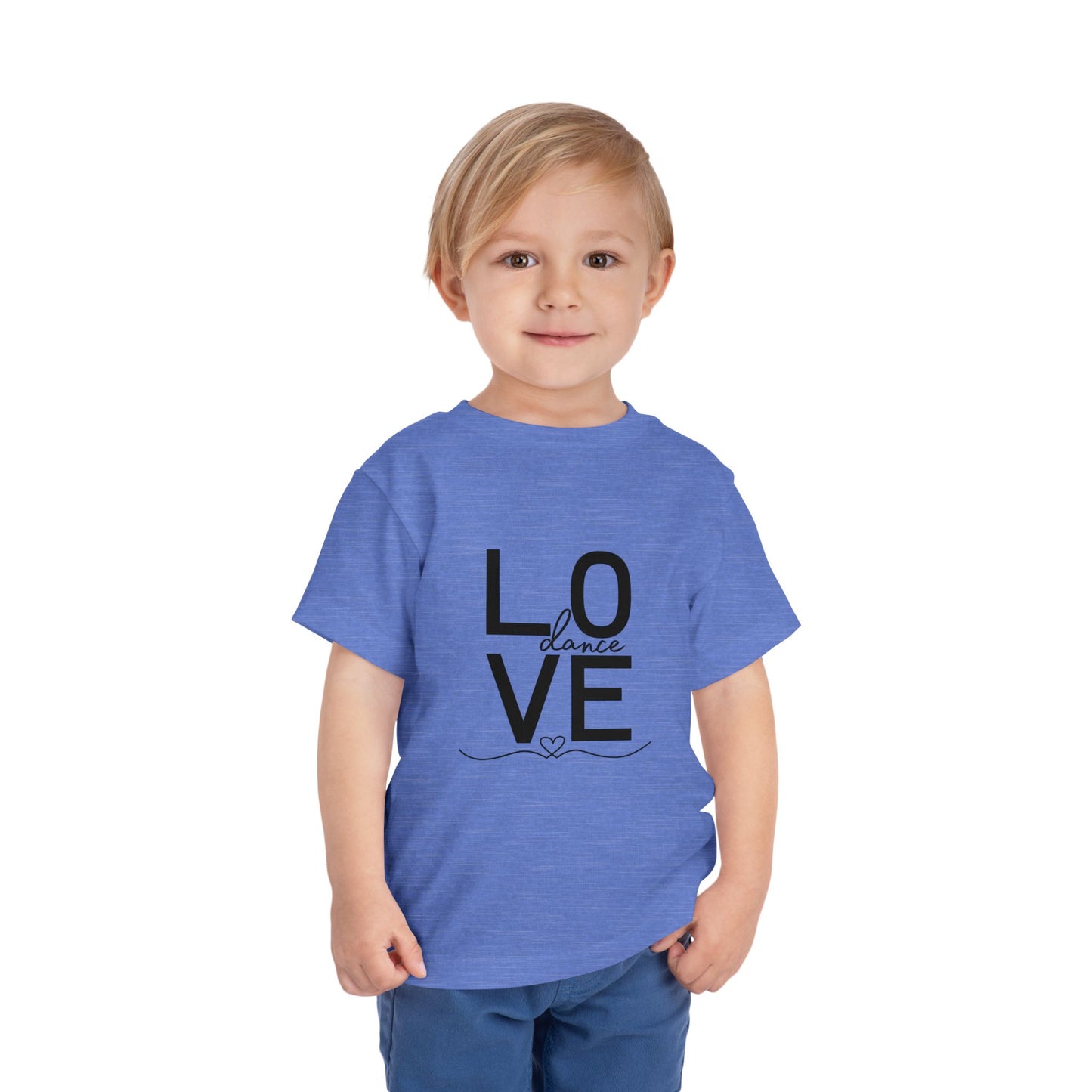 "LOVE Dance" Toddler Short Sleeve Tee – Script Letter Graphic Dance Lover T-Shirt
