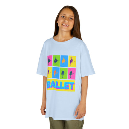 "Ballet" Youth Short Sleeve T-Shirt – Pop Art Inspired Design with Ballet Dancer Graphics – Dance Apparel for Kids