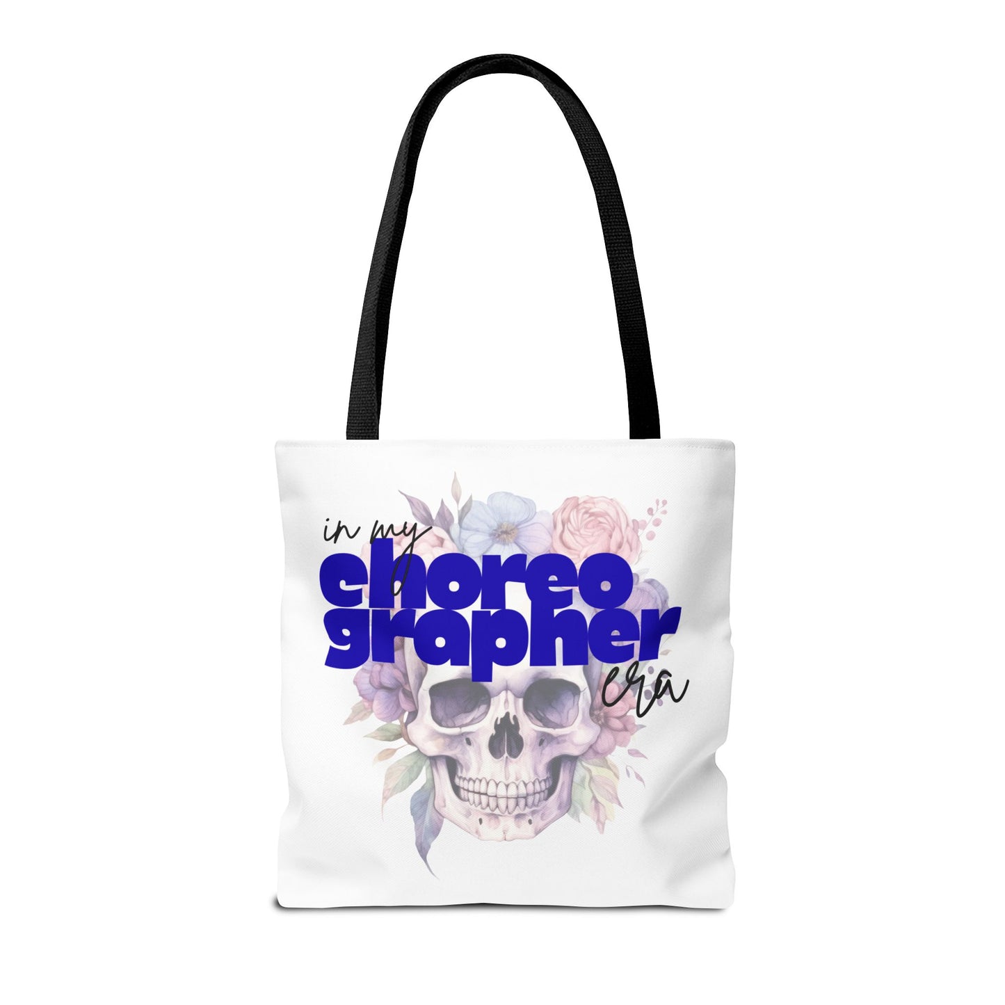 In My Choreographer Era Tote Bag with Colored Handles – Pastel Floral Skull Dance-Inspired Carryall