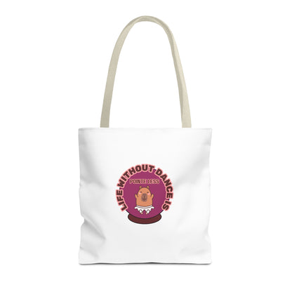 "Life Without Dance Is Pointeless" Capybara Canvas Tote Bag – Funny Dance Pun Tote for Dancers & Animal Lovers