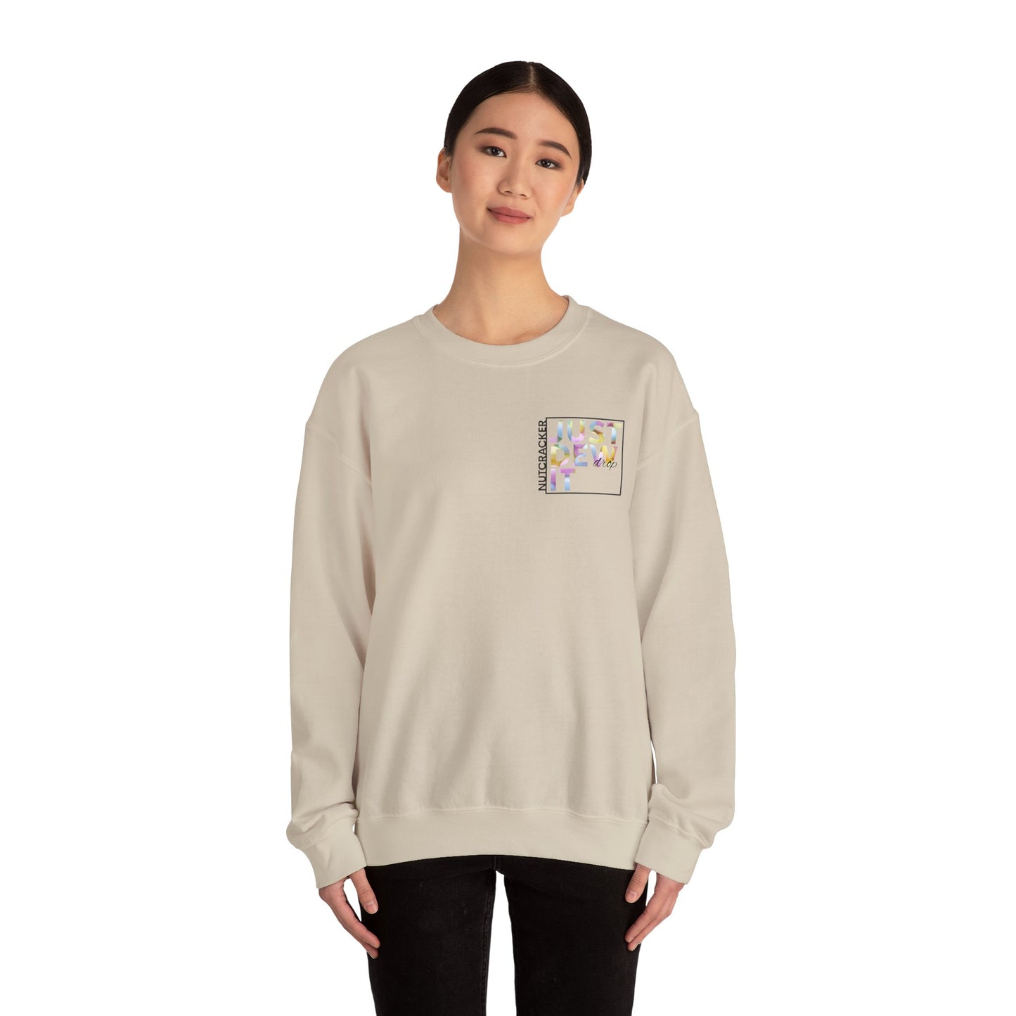 “Just Dew Drop It” Back Print ADULT Sweatshirt + “Nutcracker 2025” Front – Unisex Heavy Blend Crewneck | Ballet Dewdrop Fairy Holiday Dance Apparel