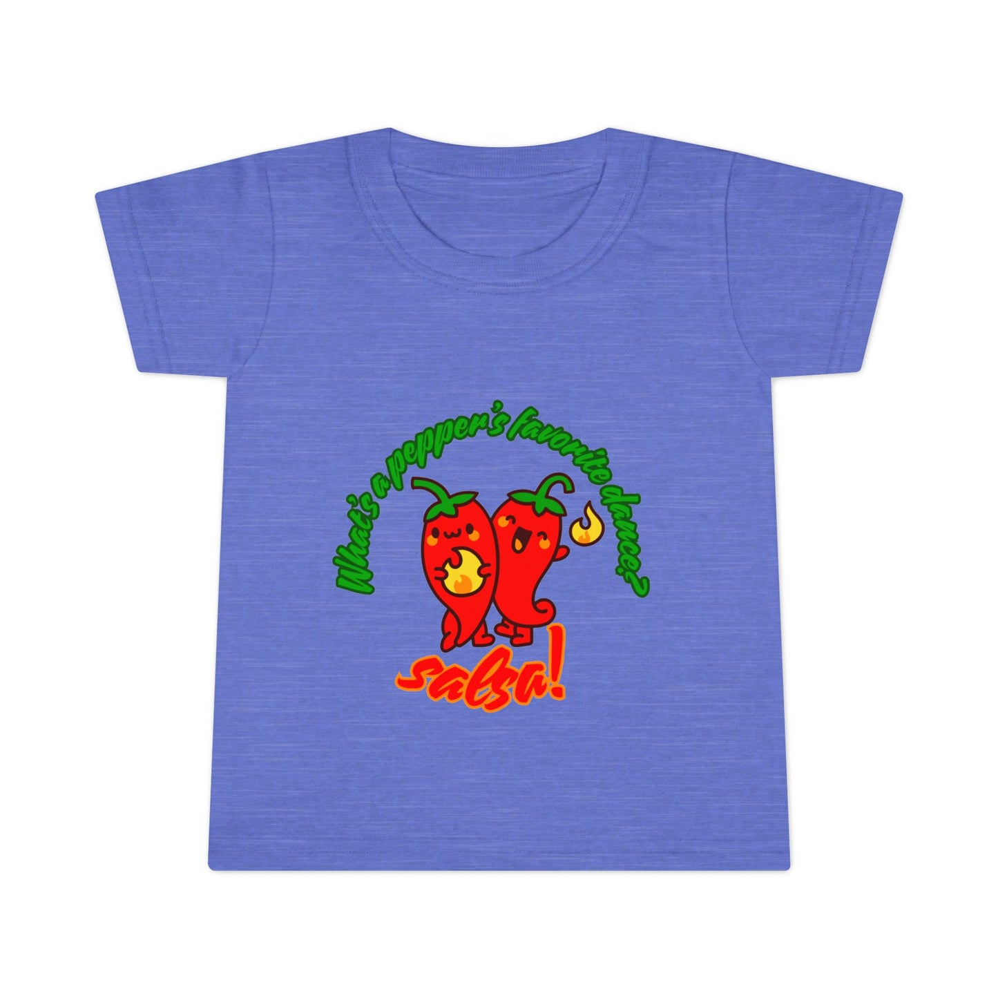 "What Is a Pepper's Favorite Dance? Salsa!" Toddler Dance T-Shirt – Cute Pepper Pun Graphic Short Sleeve Tee for Kids