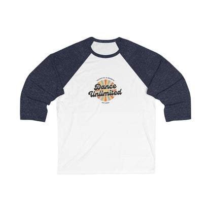"Dance Unlimited – Potential & Growth" Unisex 3/4 Sleeve Baseball Tee – Retro Graphic Dance Shirt for Dancers and Performers