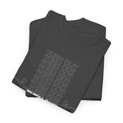 "Turn Out" Ballerina Graphic Unisex Heavy Cotton Tee – Ballet Dance T-Shirt for Dancers & Dance Enthusiasts