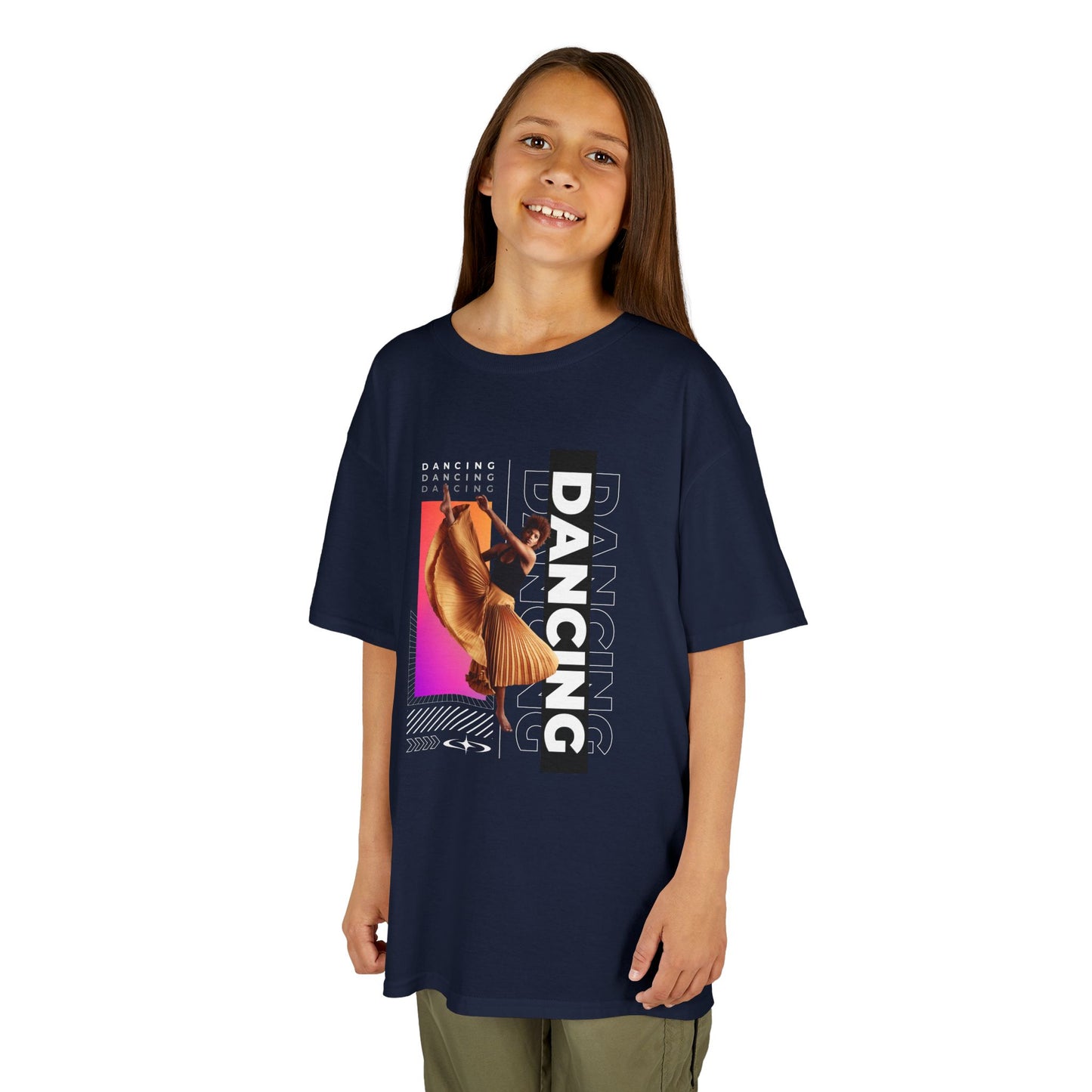 "Dancing" Youth Short Sleeve T-Shirt – Streetwear-Inspired Female Dancer Graphic – Stylish Dance Apparel for Kids