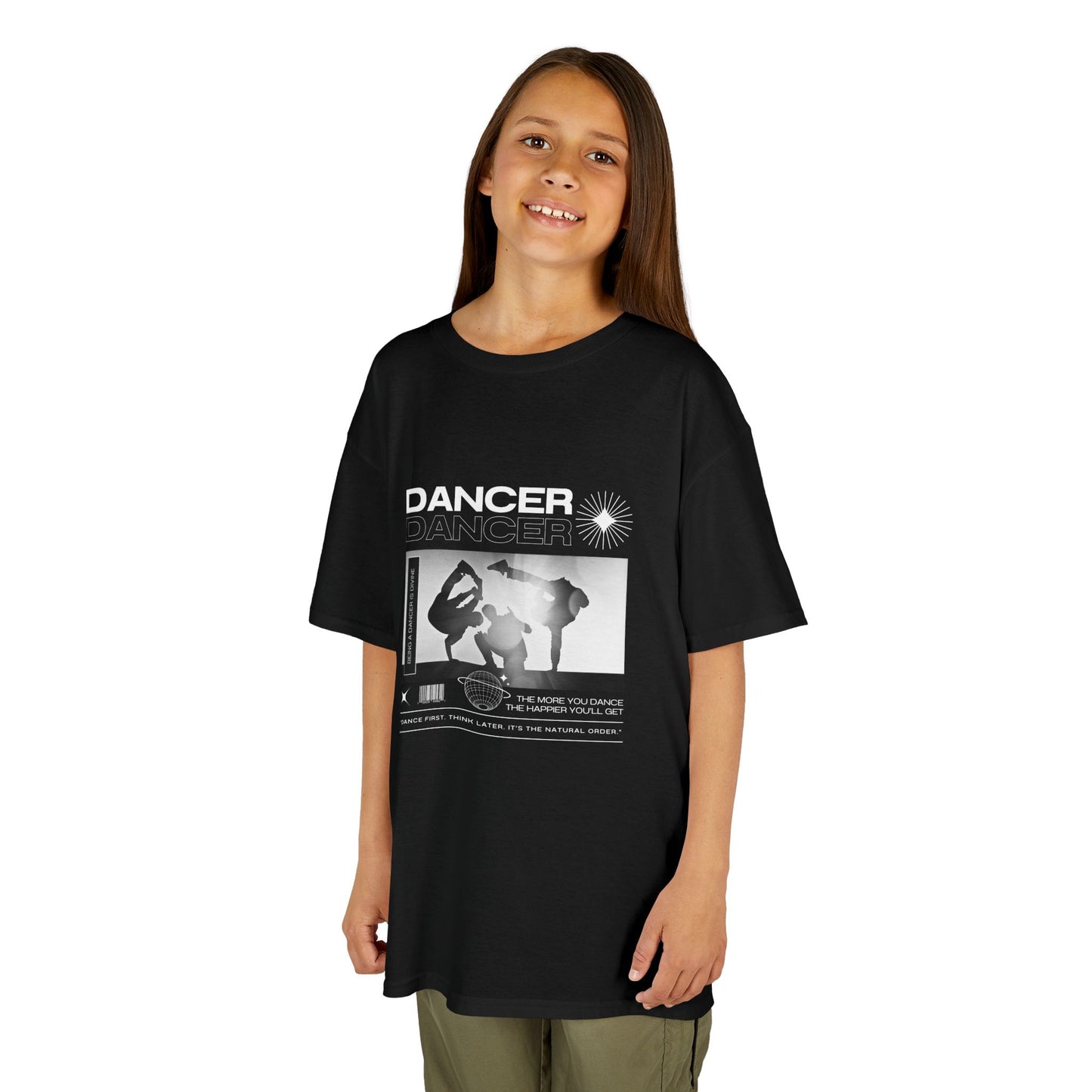 "Dancer" Youth Short Sleeve Tee – Streetwear-Style Breakdancer Graphic Hip Hop Dance Kids T-Shirt