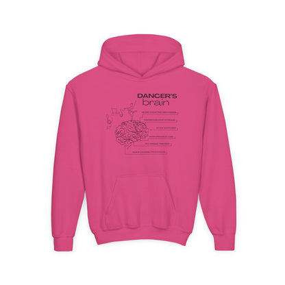 “Dancer’s Brain” Unisex Youth Hoodie with Funny Dance Brain Graphic – Personalized Dance Hoodie for Kids & Teens, Custom Name or Studio Option