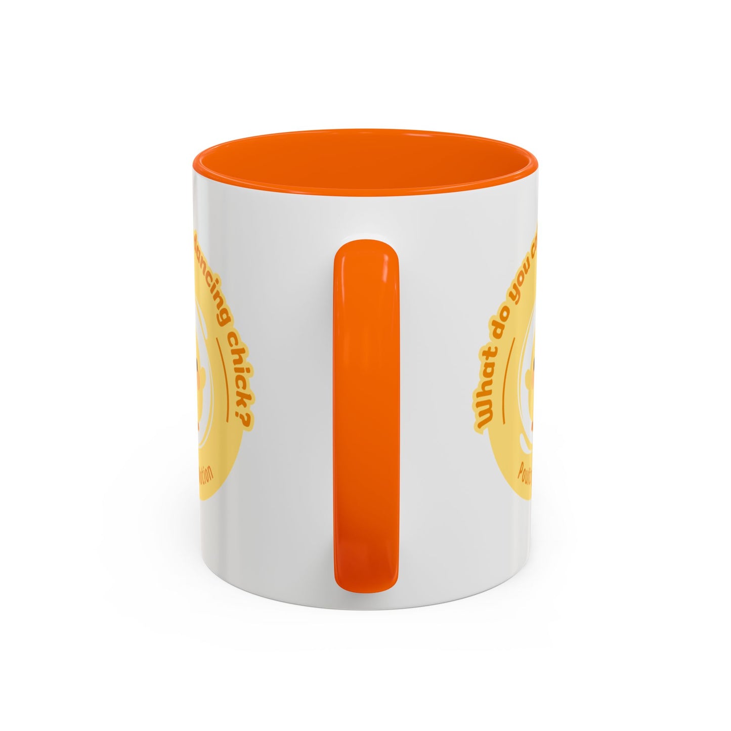 "What Do You Call a Dancing Chick? Poultry in Motion" Accent Coffee Mug – Funny Dance Pun Ceramic Mug for Dancers and Chick Enthusiasts