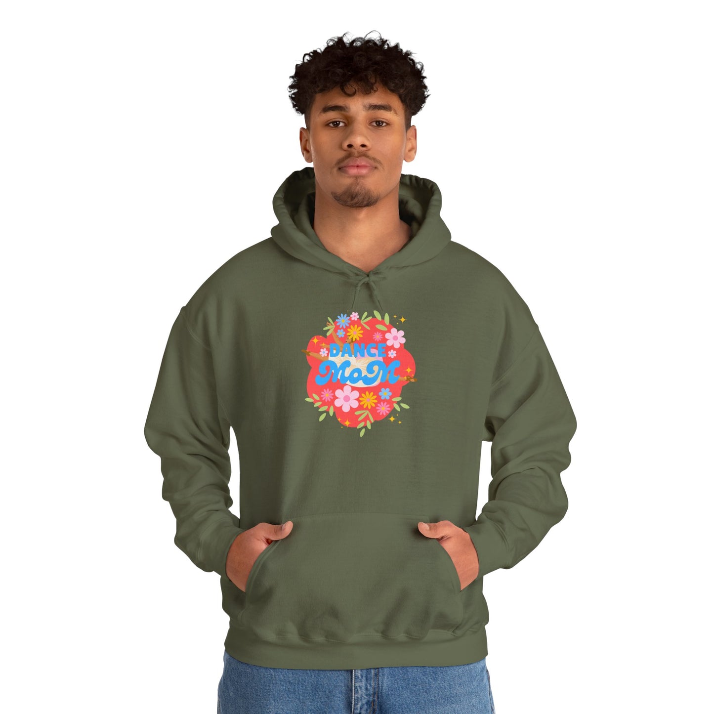 "Dance Mom" Superhero Hoodie – Floral Front Graphic & Fun Back Design | Unisex Hooded Sweatshirt for Proud Dance Parents