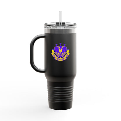 "Jeté Dance Gear Estd 2025" | 40oz Insulated Travel Mug with Collegiate-Inspired Graphic – Durable Stainless Steel Tumbler for Dancers & Dance Lovers